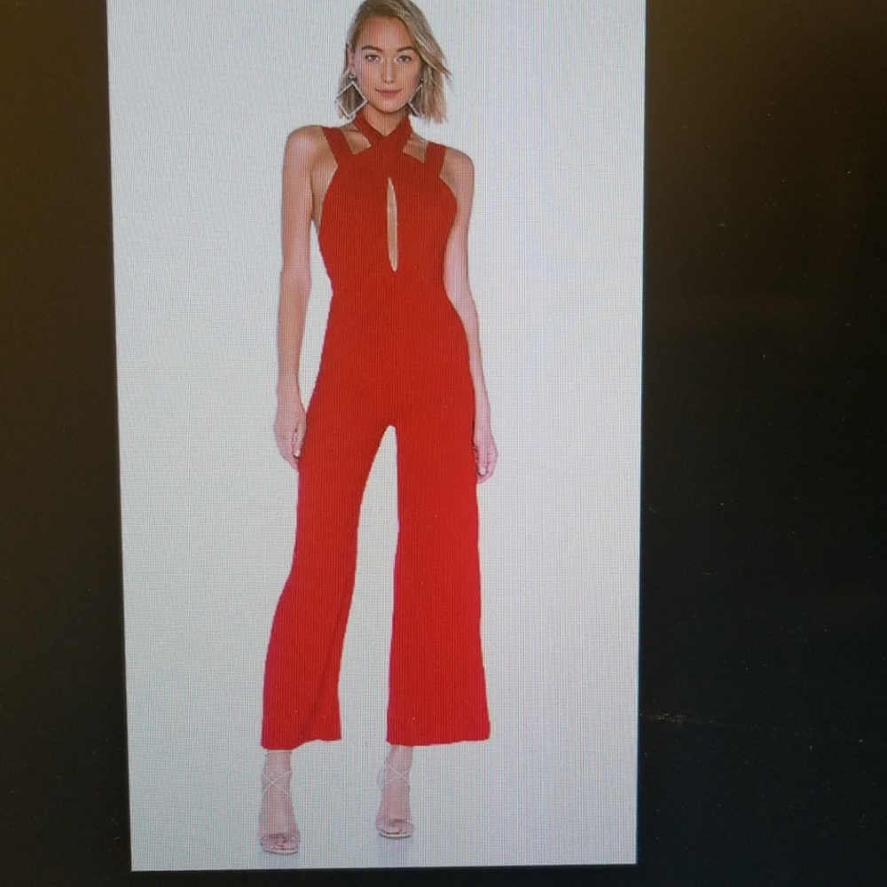 Red Foxy Wide Leg Jumpsuit Revolve Size 0